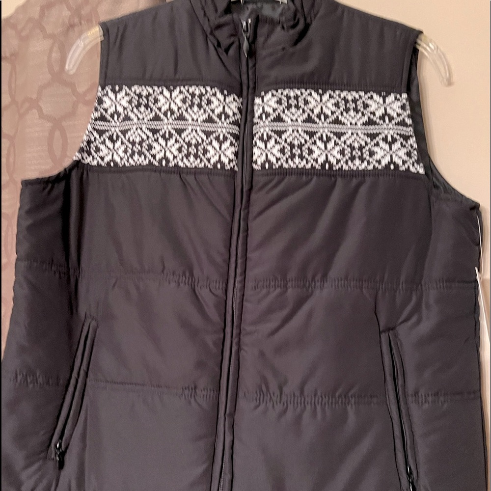 Black and white winter vest